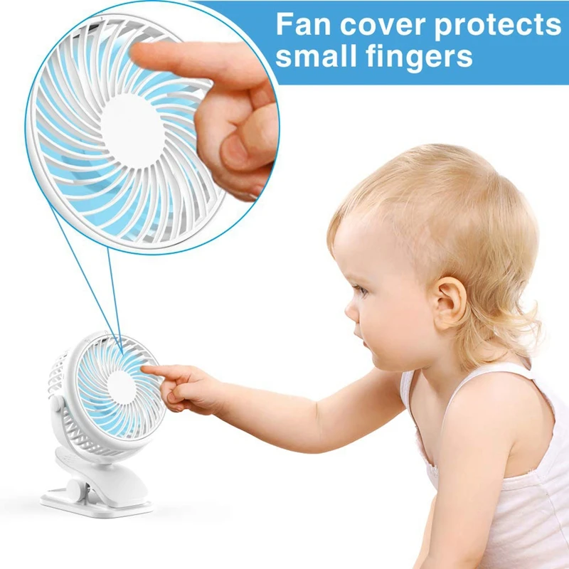 -Stroller Fan Clip On Battery Operated Rechargeable 2500Mah Usb Cable 3 Adjustable Speed Desk Table Portabl | Бытовая техника