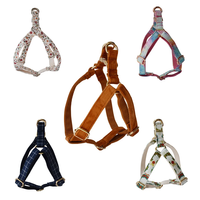 

Dog Harness Custom Engraved With Leash Nylon Printed Pet ID Harness Adjustable Necklace for Small Medium Puppy Teddy Bulldog