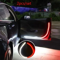 2pcs car door opening warning led lights strips anti rear end collision safety light welcome flash lights universal car light
