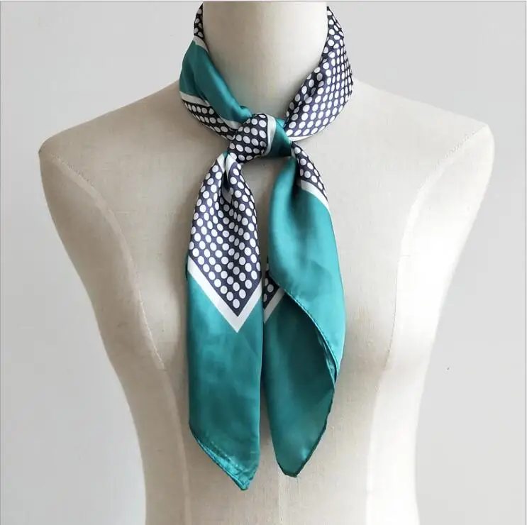 70*70 см квадратный шелковый атласный шарф Новый Модный женский в горошек