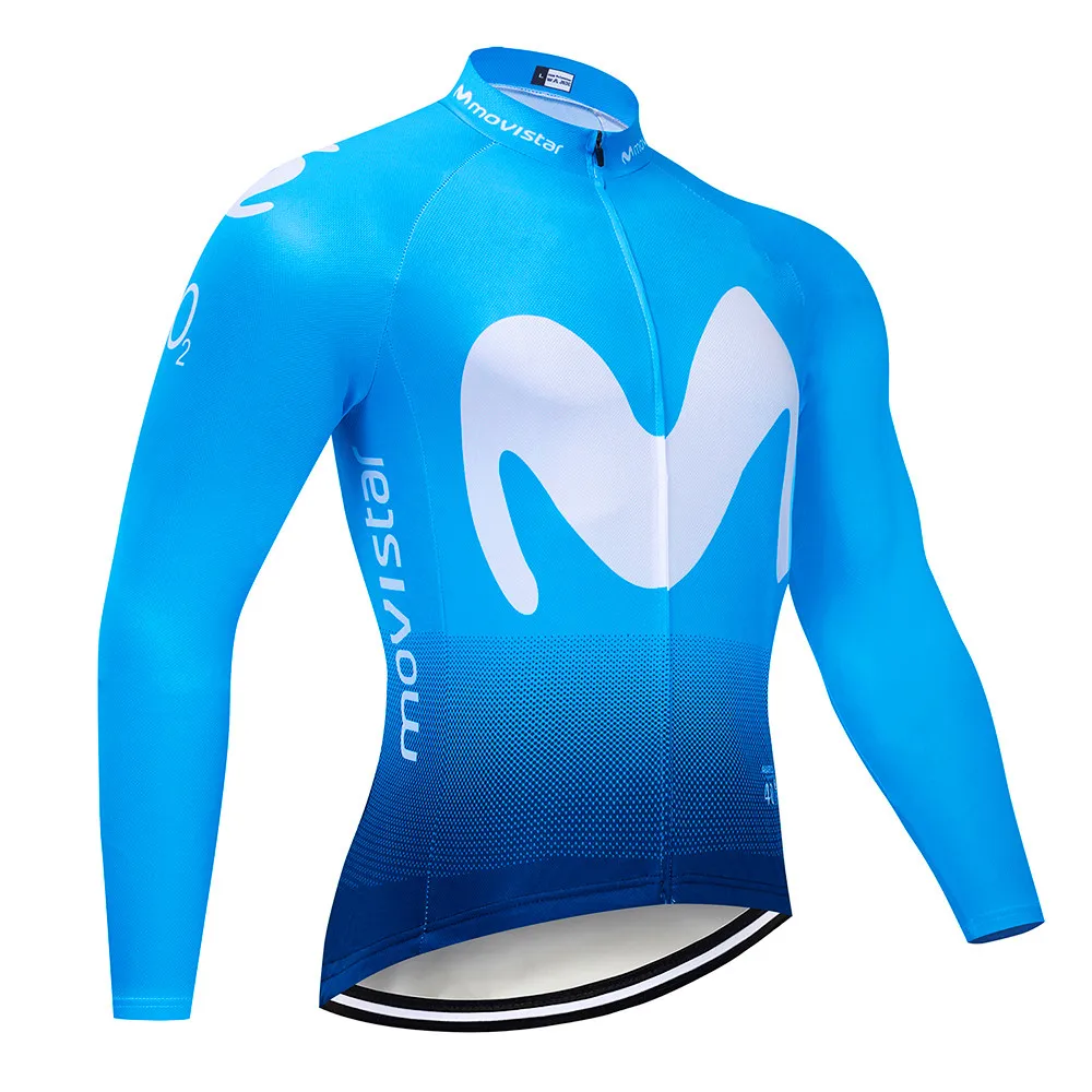 Long sleeve jersey Movistar длинный рукав Велоспорт Джерси Набор летний дышащий детский нагрудник брюки ropa ciclismo велоодежда MTB велосипед мужская одежда - Цвет: Long sleeve jersey
