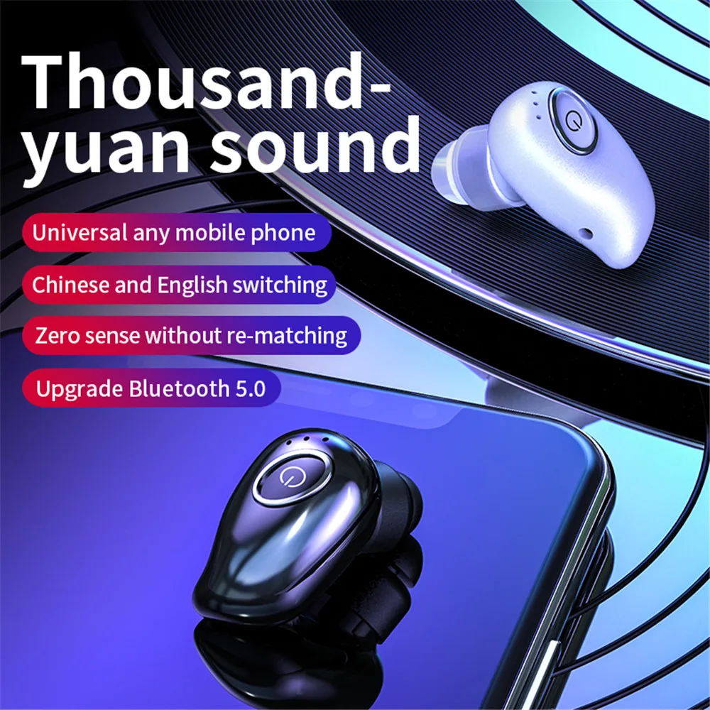 KEBIDU Мини Bluetooth 5 0 наушники V21 беспроводные Handsfree с микрофоном ушные крючки
