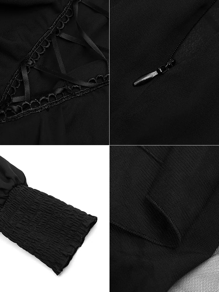 Женское длинное платье в стиле панк-рейва готическое с высоким воротником модные