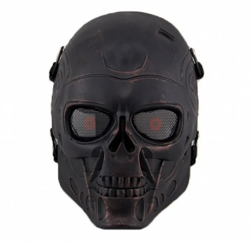 Red Bronze Терминатор T800 череп тактическая маска для страйкбола сетка CS аксессуары для игры в войну Косплэй в стиле милитари полный уход за кожей лица маски для пейнтбола - Цвет: Red Bronze