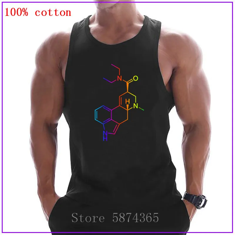 LSD Colored Molecule New fashion cotton sleeveless tank top men Fitness Bodybuilding workout gym vest fitness |