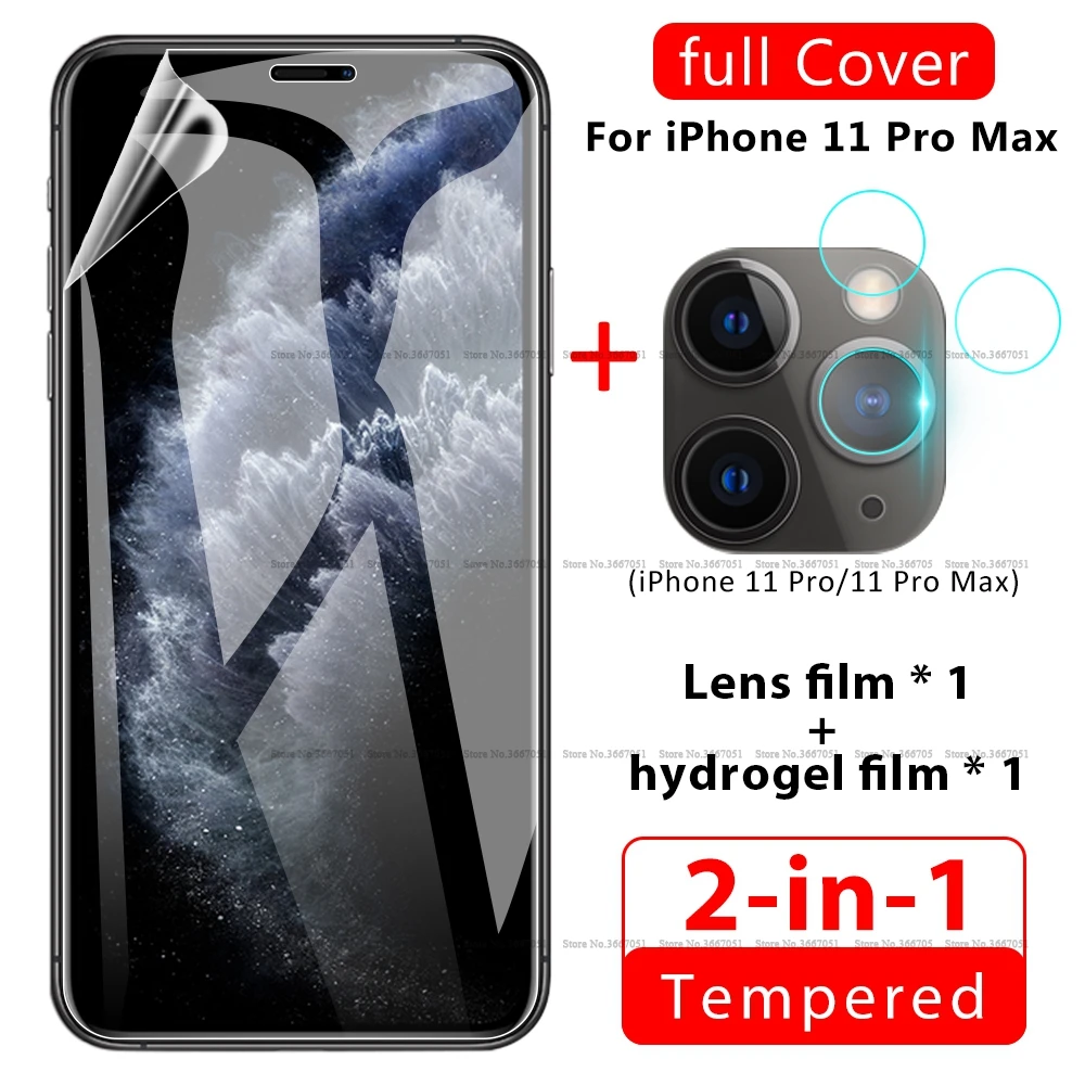 2 в 1 мягкий гидрогель пленка для iPhone 7 8 плюс размер 11 Pro Max X Xs Xr прозрачный Камера