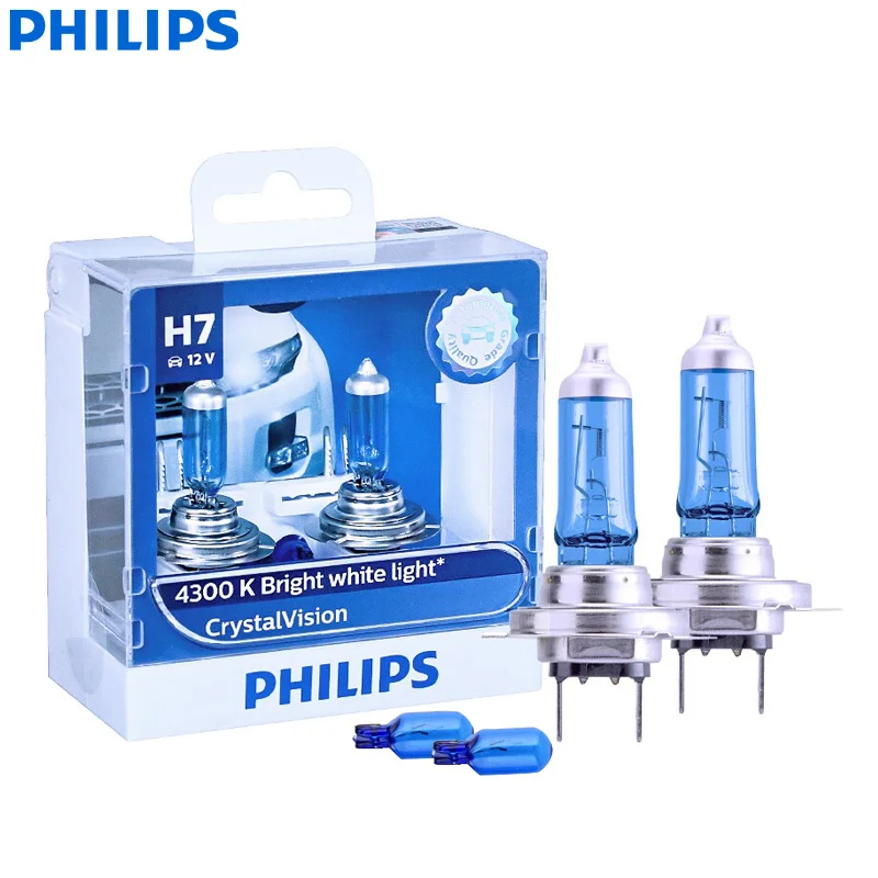 

Philips Crystal Vision H7 12V 55W PX26d 12972CVSM 4300K Bright White Car Halogen Head Light Hi/lo Beam Fog Lamps (Twin Pack)