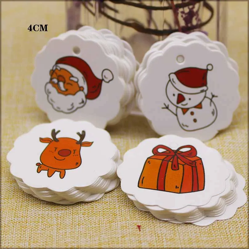 100tag 7*4 см белые Снеговики Подарочные Метки DIY веселая Рождественская бирка для