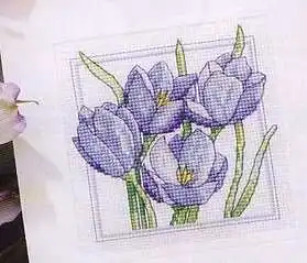 Top MM Gold Collection Counted Cross Stitch Kit stitch RS cotton with cross Purple tulip | Дом и сад