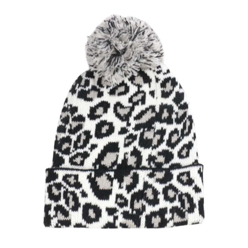 Зимние шапки Winfox для женщин вязаная шапка леопардовой расцветки Шапка-бини