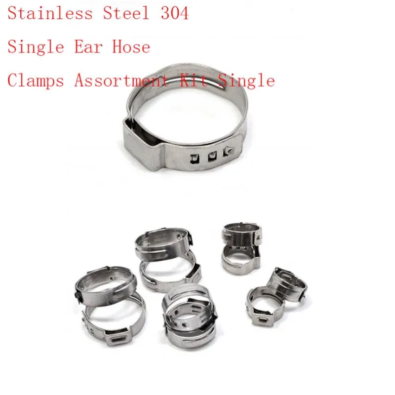 

Free shipping Pipe Clamp High Quality 20 PCS Stainless Steel 304 Single Ear Hose Clamps Assortment Kit Single