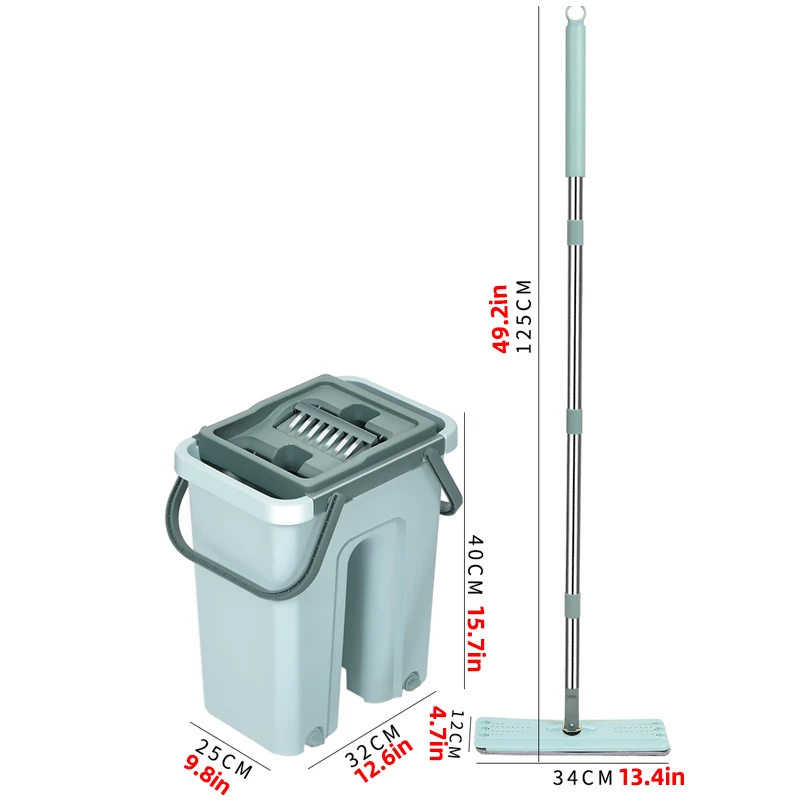 

New Flat Squeeze Mop and Bucket Hand-Free Wringing Floor Cleaning Mop Usage Magic Automatic Spin Self Cleaning Lazy Mop
