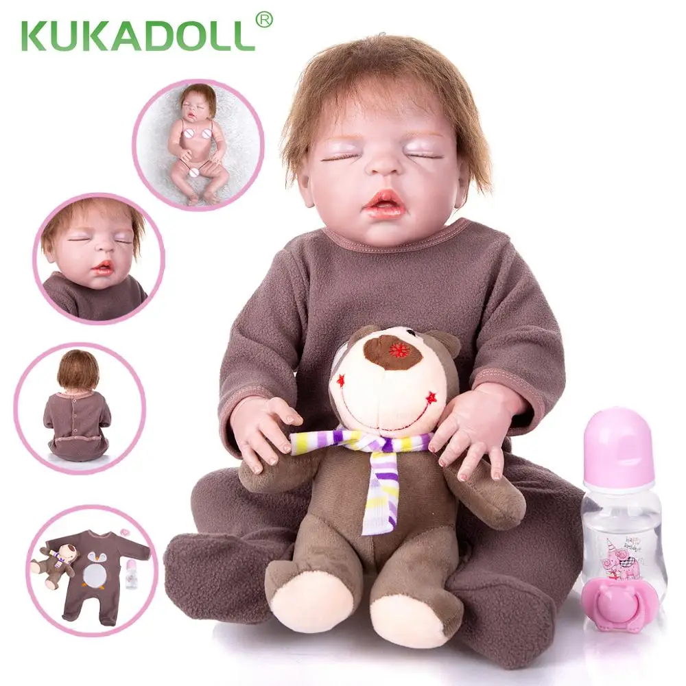 

KUKADOLL 57 CM Reborn Baby Dolls Silicone Full Body Boy 23 Inch Realistic Bebe Reborn Menina For Kid Birthday Gift Girl Playmate