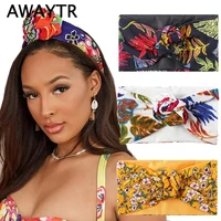 awaytr flower printing bandana wire headband knotted fashion scarf hairbands hair accessories for women 2021 new headwear