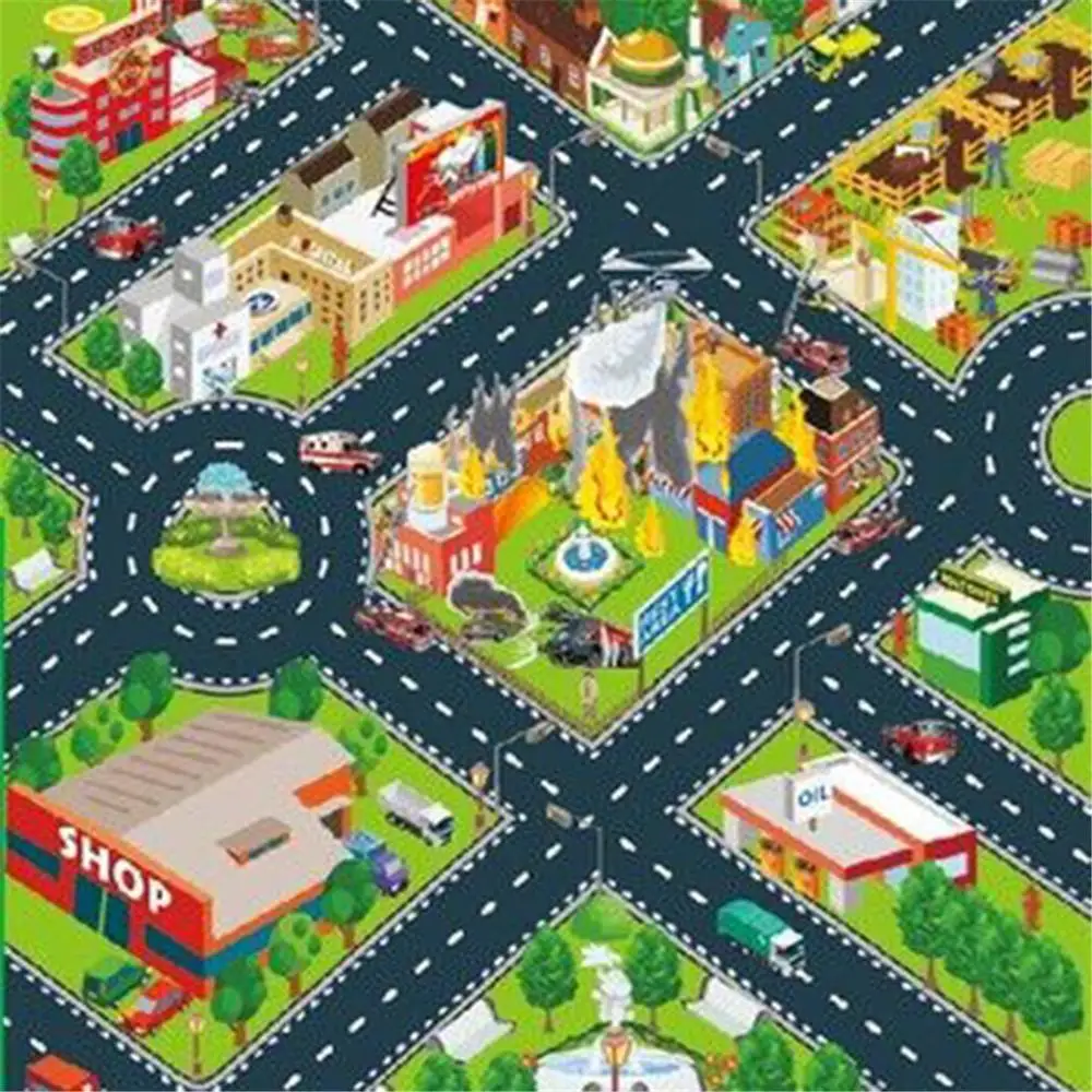 

Fire Truck Toys with Play Mat 6 Fire Engines 9 Road Signs 27" x 31" Fire Rescue Playmat Fires Vehicle Set Mini Pull Back Car Toy