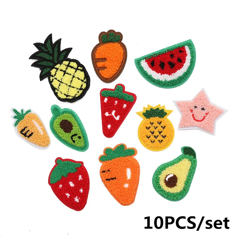 

10PCS Cute fruit Woolen yarn patches For Clothing DIY Baby Headwear Accessories Stick-on clothes Appliques Hairpin Decor Crafts