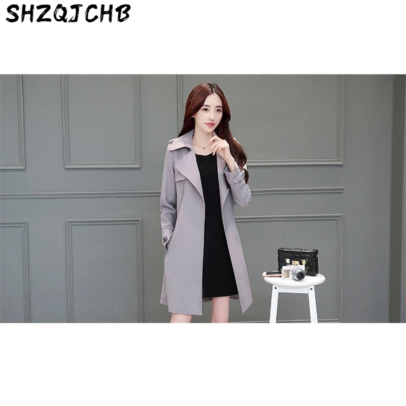 

JCHB 2021 British Style Women Belt Trench Coat Women's Windbreaker Outerwear Elegant Slim Ladies Coats Casaco Feminino WXF191