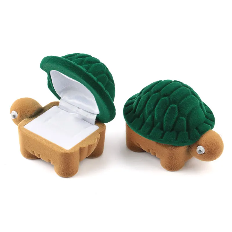 tortoise-green 1 шт. прекрасный бархатный контейнер для ювелирных изделий коробка для свадебных колец для сережек Ожерелье Браслет Дисплей Подарочная коробка держатель 16 стилей - Цвет: tortoise-green