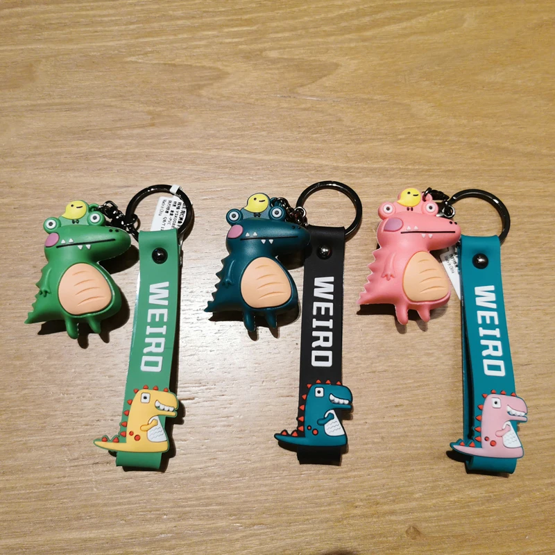 

New Animal Lovely Dinosaur Keychain Cute Three Colors Dinosaur Car Key Rings Couples Keyring For Men And Women