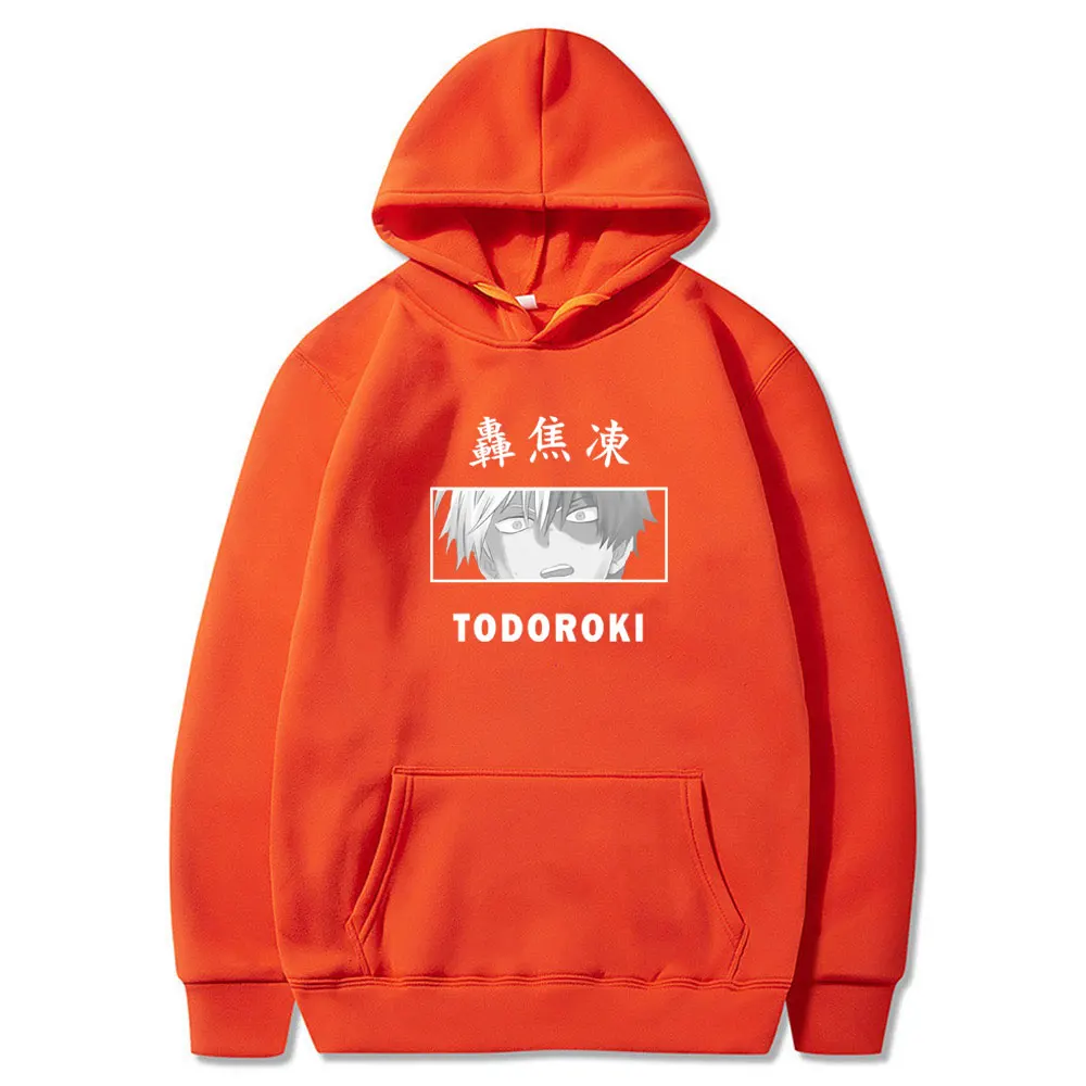

Japanese Anime My Hero Academia Hoodie Tops Todoroki Shoto Hood Sweatshirt Male Vintage Hip Hop Black Bodywarmer Hoodies
