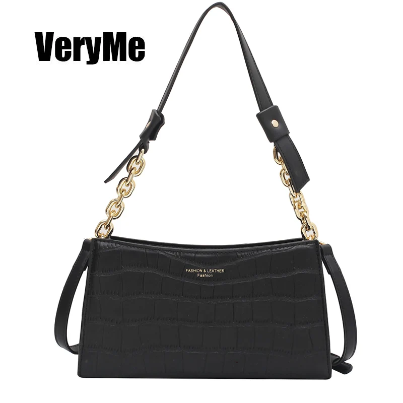 

VeryMe Crocodile Pattern Ladies Small Square Bag Fashion Messenger Bags Women's Simple Crossbody Bags Chain Sling Bag For Women