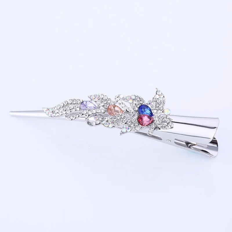 colored leaf flower Потрясающая модная металлическая филигрань со стразами типа Ибис Заколка-зажим для женщин аксессуары покрытые серебром горячая Распродажа - Окраска металла: colored leaf flower