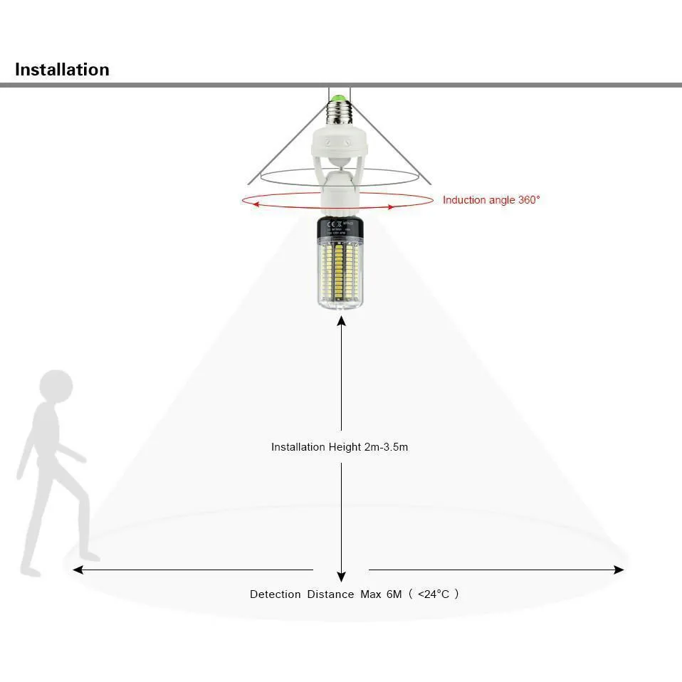 360 ° PIR индукционный датчик движения ИК-датчик человека инфракрасный детектор E27