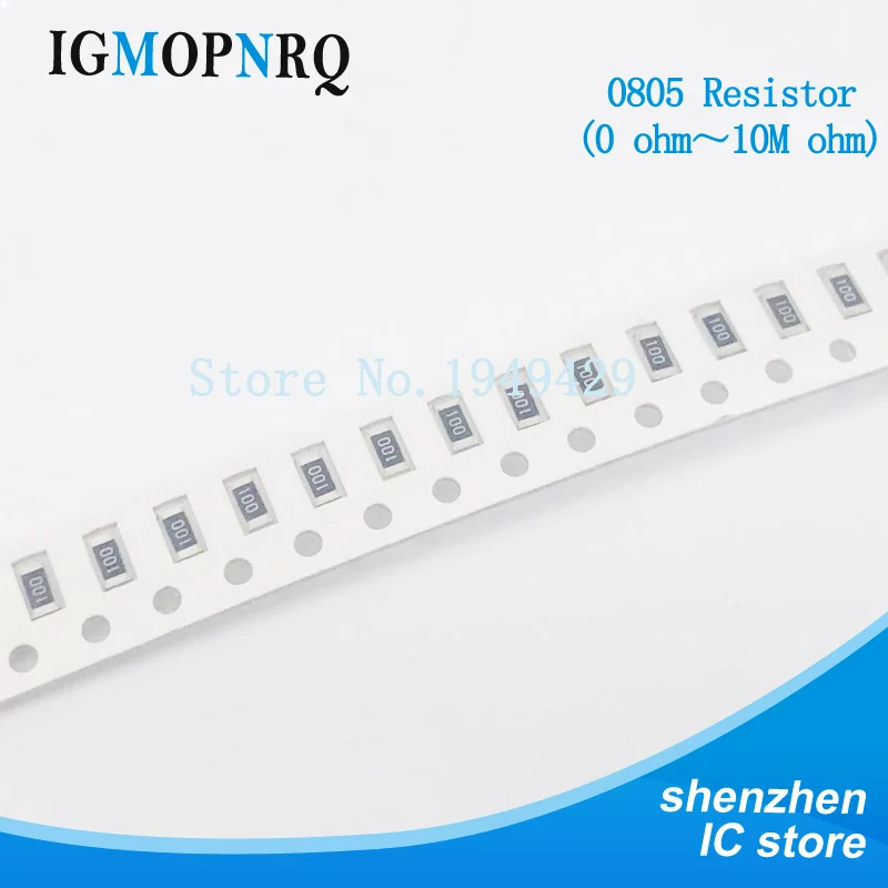 100 шт. 0805 5% 1/8 Вт резистор SMD чип 0R ~ 10M 0 1R 10R 100R 220R 330R 470R 47 10 1K 4 7 K 100K 1M 1 330 470