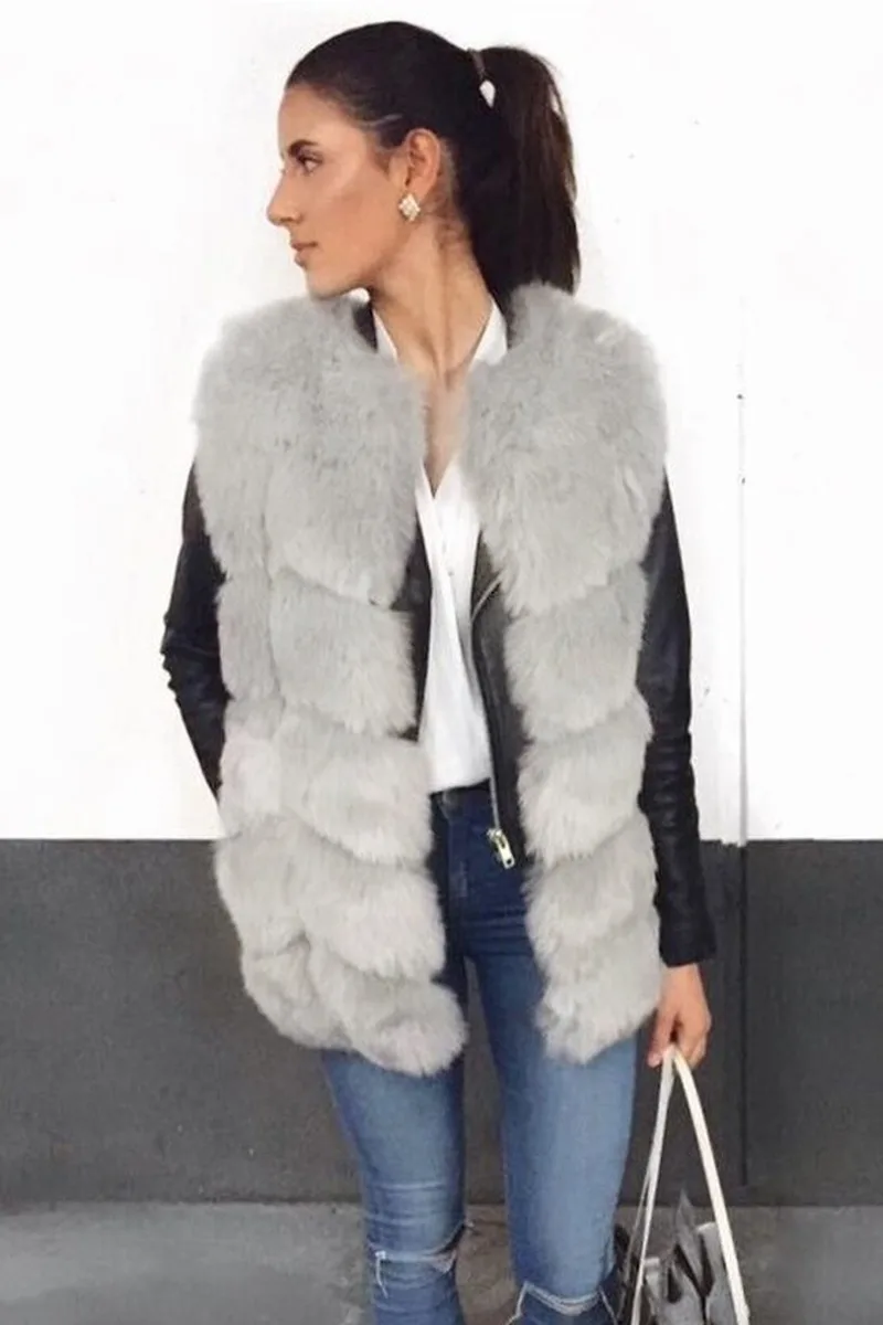 Модный длинный женский жилет из искусственного меха 2019 размера плюс женское