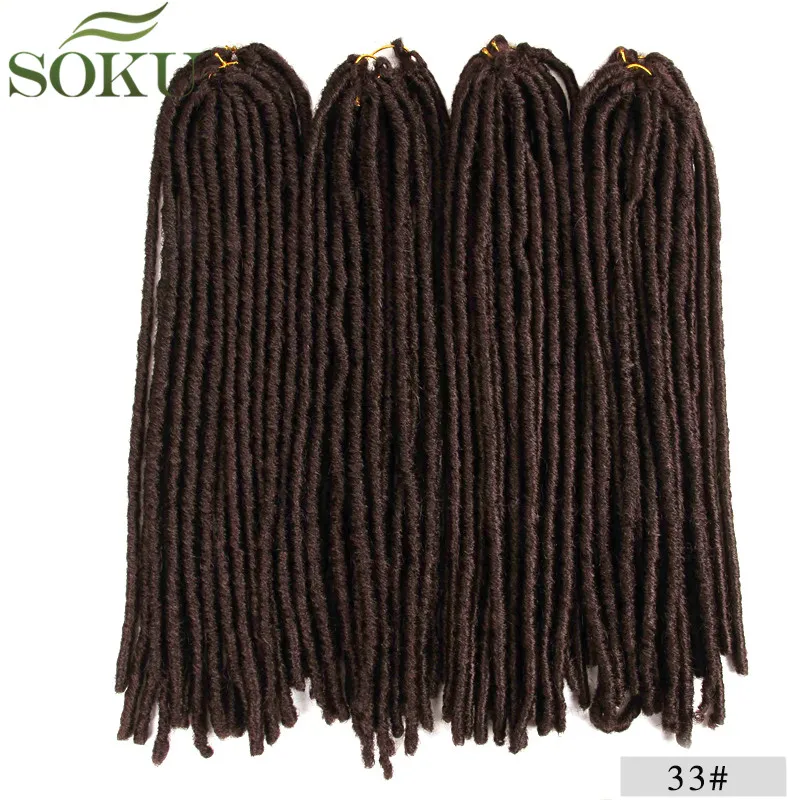 SOKU синтетические волосы 33 # цвет мягкие прямые дреды вязаные крючком косички 18-26