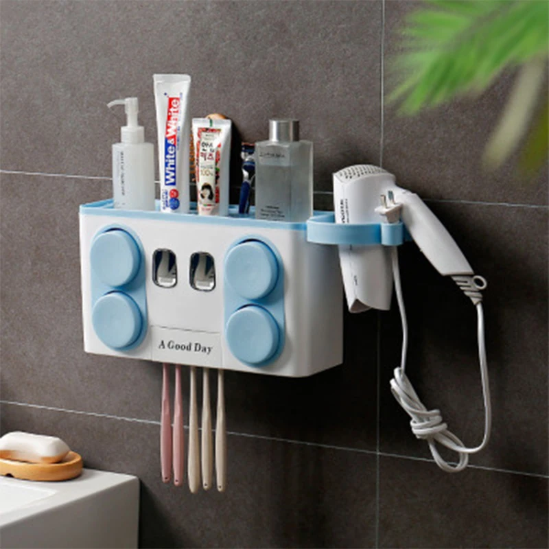 

Multifunction Bathroom Accessories Automatic Toothpaste Dispenser With Suction Cup Toothbrush Holder Wall Toothpaste Squeeze