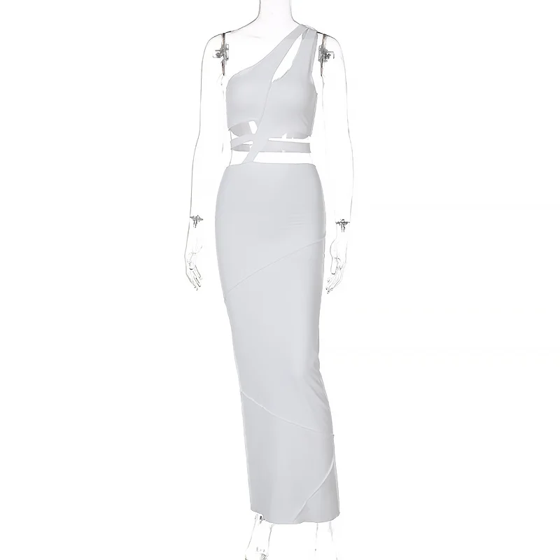 

Chicology Women New Style Fashion Skinny Solid Color Sleeveless Casual Hollow Out High Waist Streetwear Summer 2021 Dress