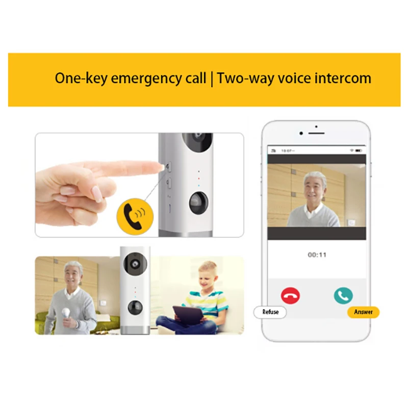 

Wireless Surveillance Camera, Detachable Battery Charging Indoor Household Plug-In-Free Voice 1080P Camera