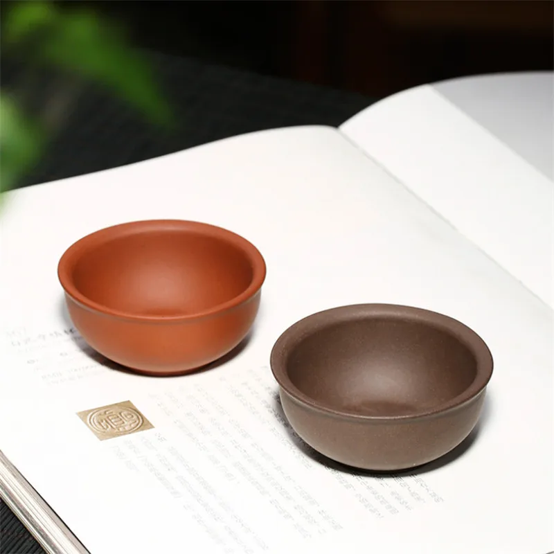 2 шт./компл. Yixing фиолетовая Глина Резьба Цветок чайная чашка ручной работы