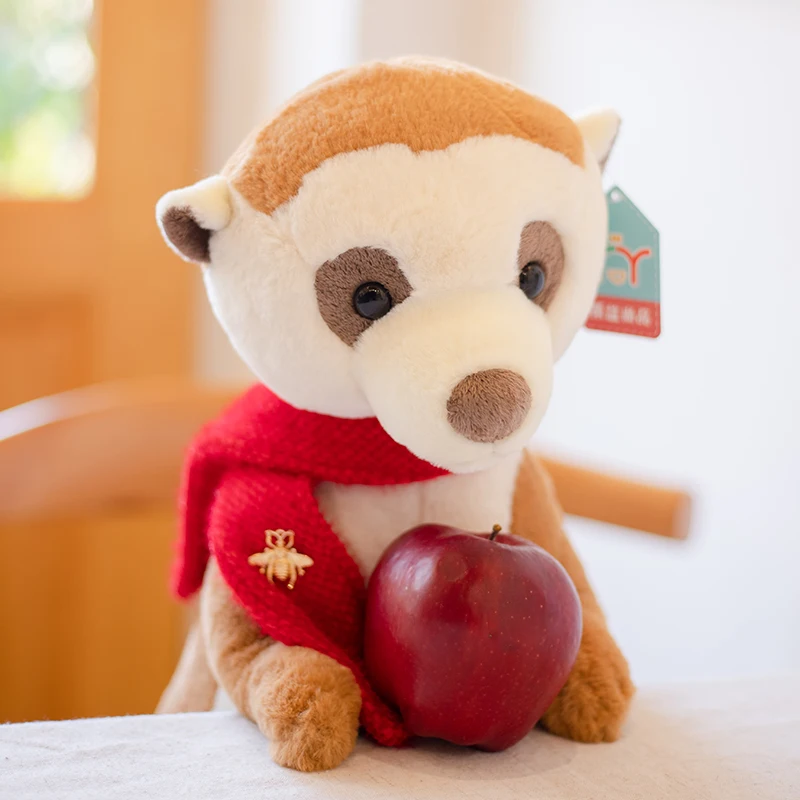 

Lovely Real Life Meerkat Plush Toy Stuffed Animal Soft Dolls Cute Plush Animal with Scarf Plushies Doll Kids Girl Birthday Gift