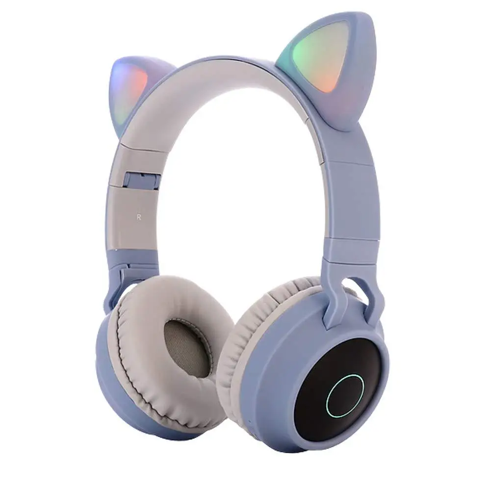 Складная Беспроводная стереогарнитура с кошачьими ушками Bluetooth 5 0 со