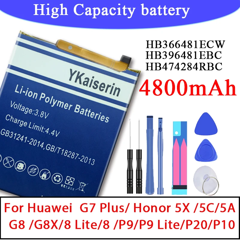 Аккумулятор HB396481EBC для Huawei ASCEND G7 PLUS HONOR 5X 5A G8 G8X 5C 7C 8 9 10 Lite Pour Smart 2019 Y5 C8816 аккумулятор