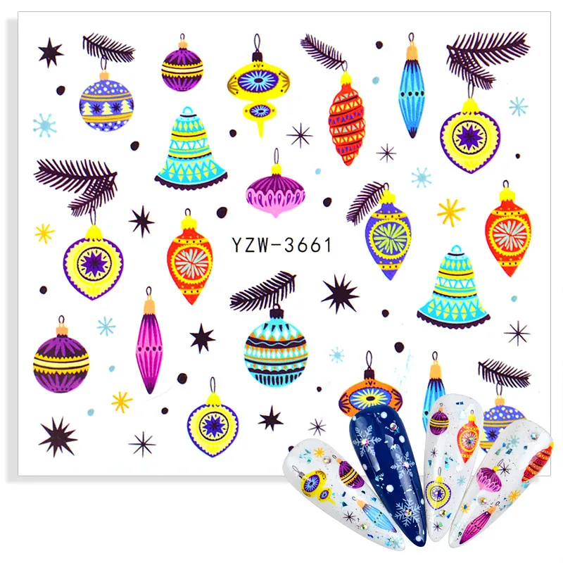 1 шт. Рождественский узор для украшения ногтей водная наклейка перо Снежинка