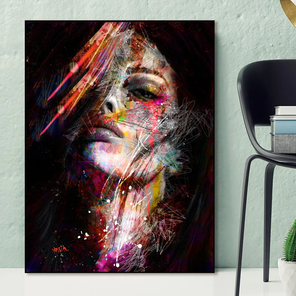 

Modern Abstract Art Woman Canvas Painting Posters Wall Art Pictures Painting Wall Art for Living Room Home Decor (No Frame)