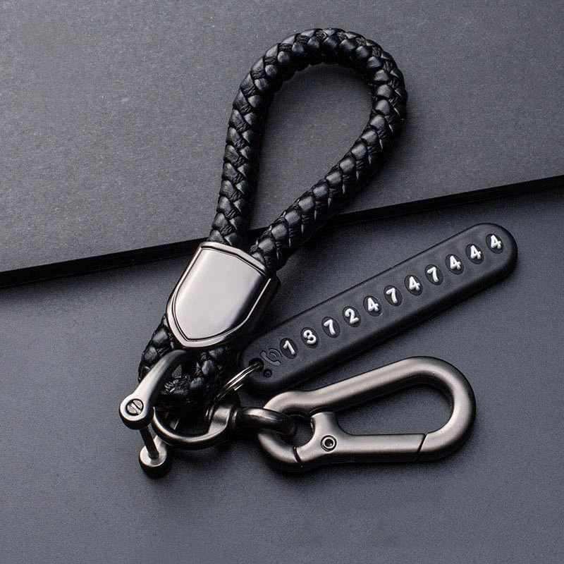 

Pendant Keychain Gift for Husband High Car Key Ring Anti-Lost Number Plate Braided Rope Pendant Keychain Holder Punk Accessorie