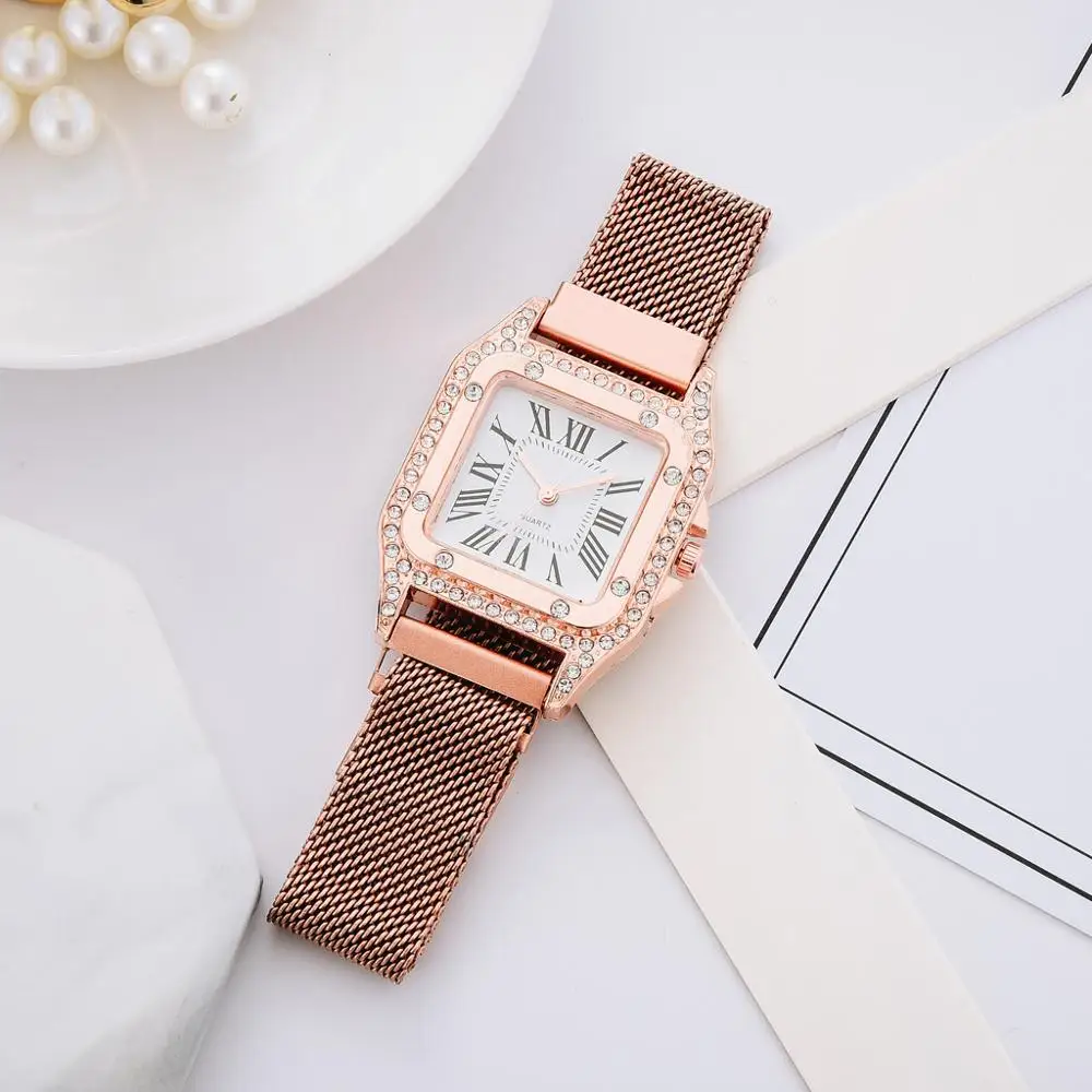 

Women Magnetic Bracelet Watches Set Luxury Female Quartz Square Wristwatches Dress Clock Relogio Feminino For Christmas Gift