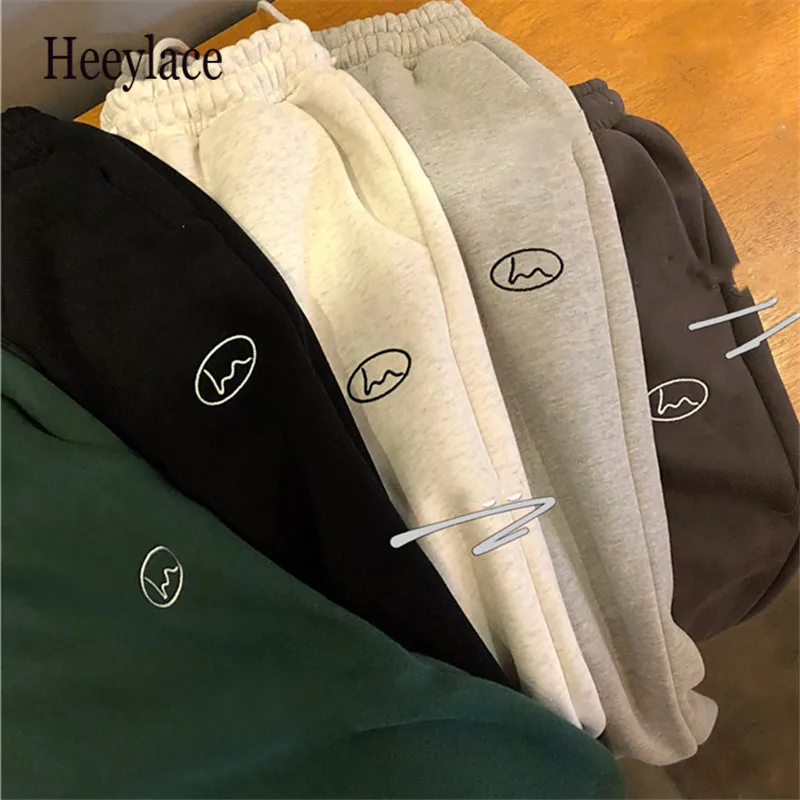 

Embroidery Women Pants Thick Warm High Waist Mujer Pantalone 2020 Autumn Winter Casual Ropa Mujer Korean Fashion