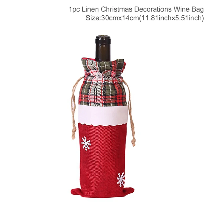 Wine Bottle Cover 6 шт. рождественские товары Кубок для шампанского вина Стекло Подвески веселого Рождества Декор для дома Noel с утолщённой меховой опушкой, Рождество Happy год - Цвет: Wine Bottle Cover