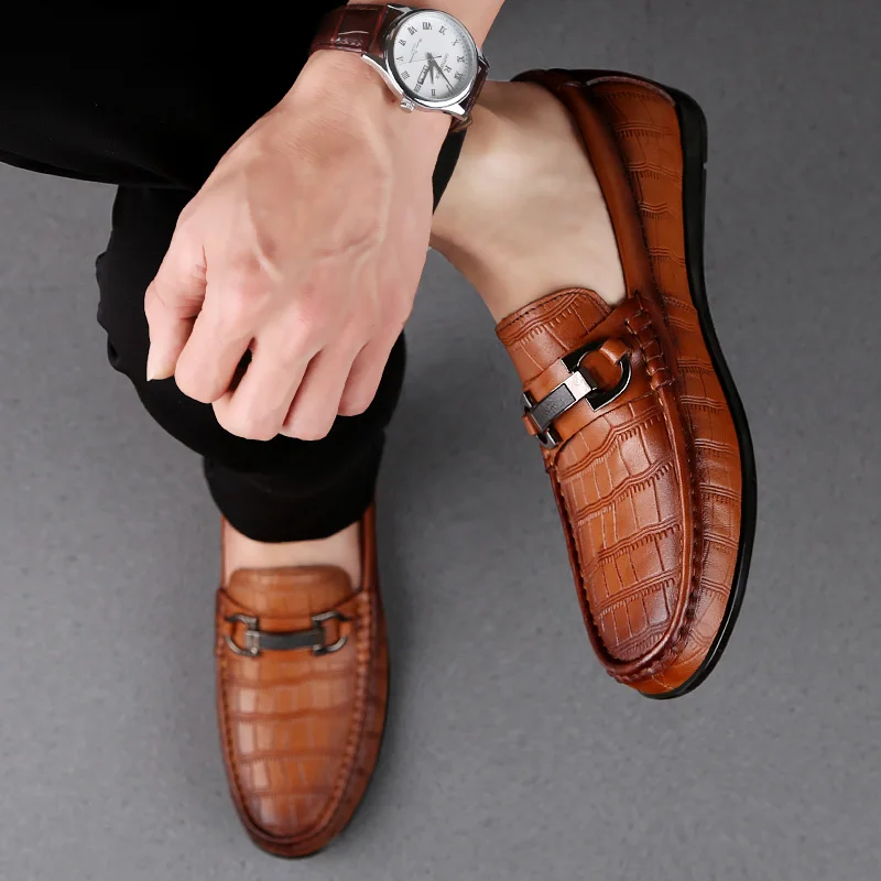 

Shoes Men outdoor Classic genuine Leather Loafers Mens Slip-On Driving Shoes Men Crocodile Pattern Men Casual Shoes Moccasins L5