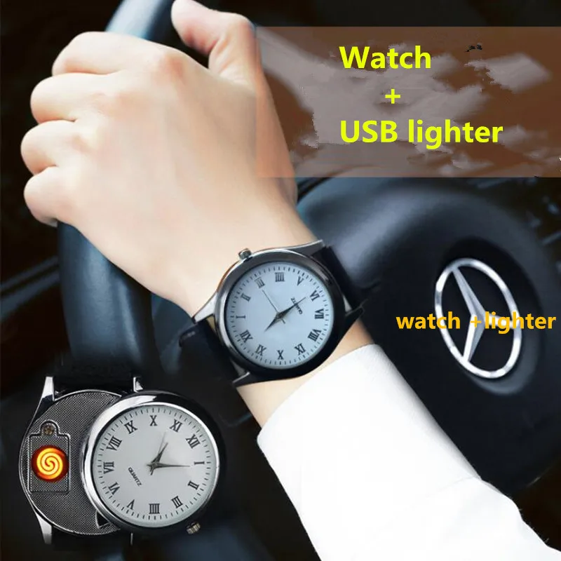 Новые часы USB Зажигалка многофункциональная креативная уличная ветрозащитная