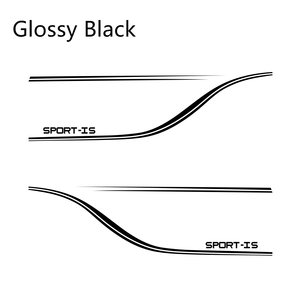 Glossy Black 2 шт. автомобильные наклейки боковые полосы авто виниловые наклейки для Lexus IS250 RX300 UX Спортивное украшение Стайлинг Тюнинг автомобиля аксессуары - Название цвета: Glossy Black