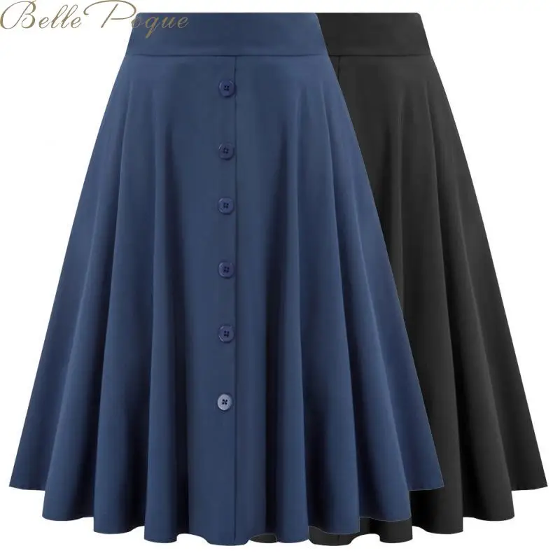 Женская плиссированная юбка Belle Poque черная средней длины с высокой талией и