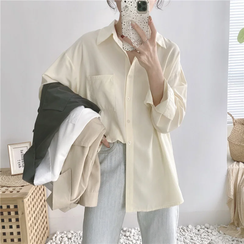 

Versatile Shirt Women's Early Autumn Top Design Sense of Minority 2021 New French Temperament Chic White Long Sleeved Coat