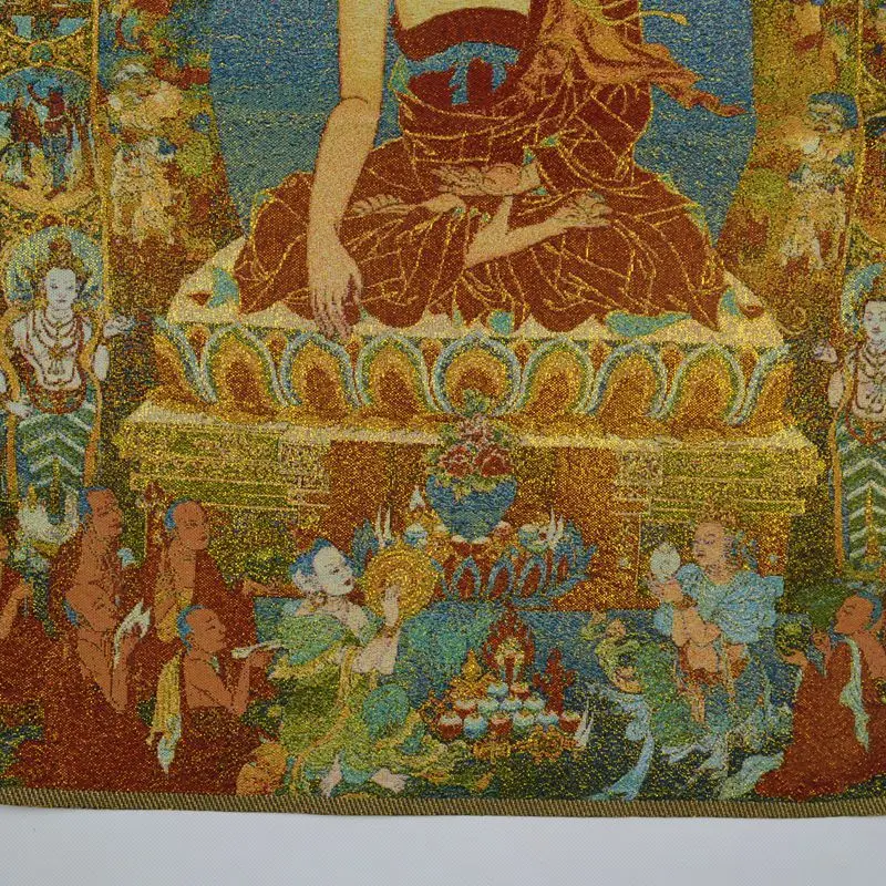 

Antique brocade, silk embroidery painting, Shakya Mani portrait