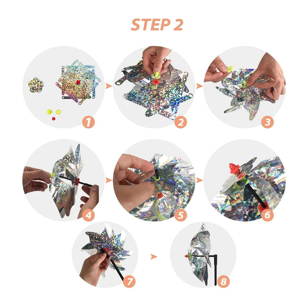 

Bird Repellent Pinwheels Reflective Sparkly Pin Wheels Bird Deterrent For Garden Lawn Courtyard